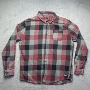 Quiksilver Men's Regular Fit Flannel Plaid Button-Up Long Sleeve Shirt Size XL